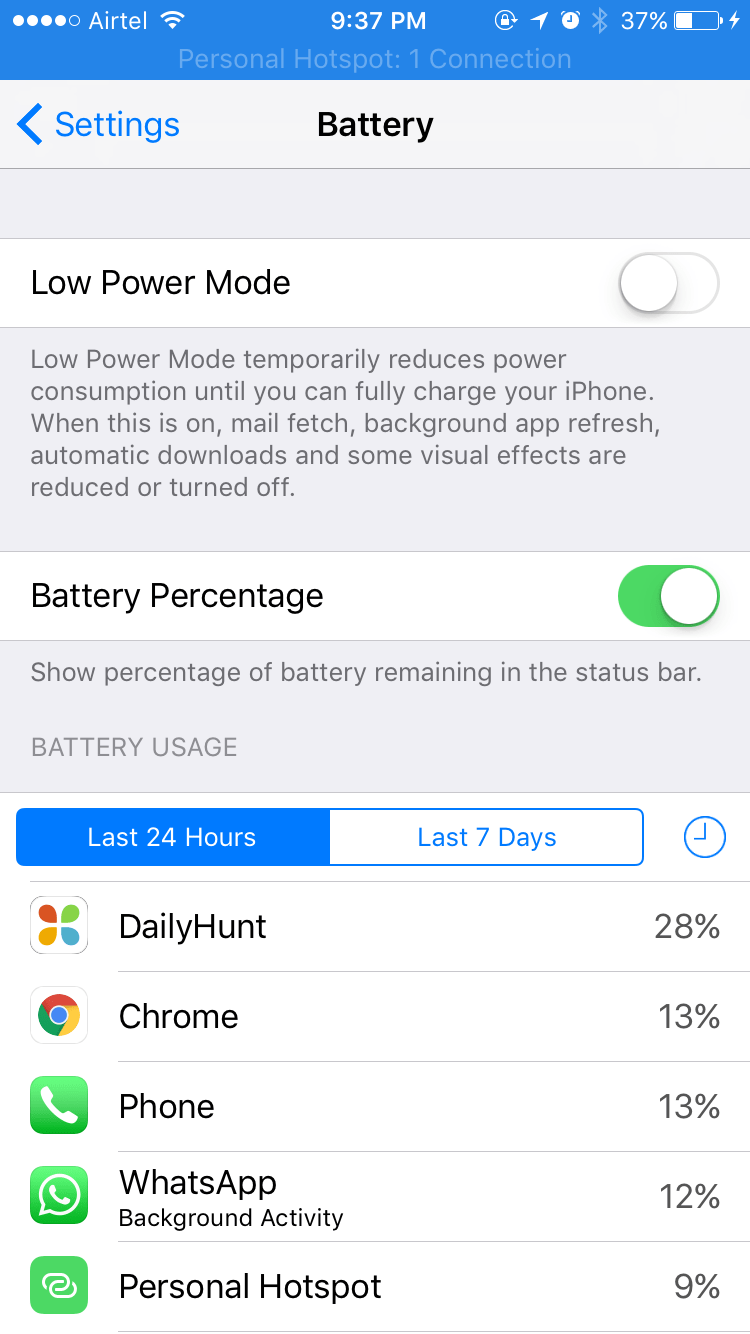 iPhone Battery Percentage
